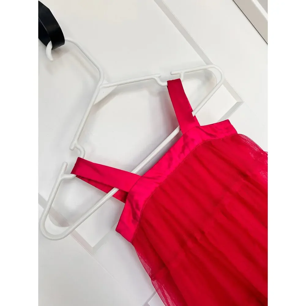 Baby Gap Pirouette Tulle Tiered Dress Satin Trim Layered Formal Red Size 5 Years